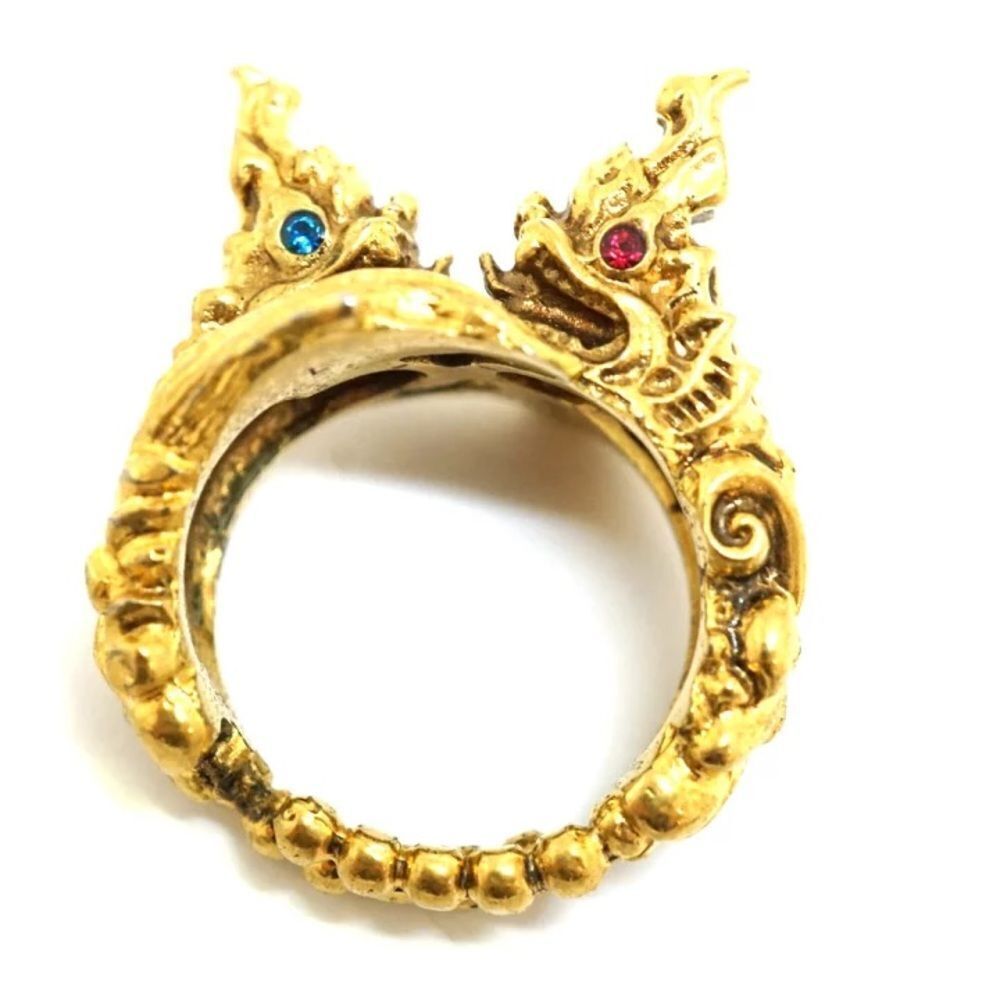 Gucci Rare Stone Dragon Gold Tone Medium Ring 8